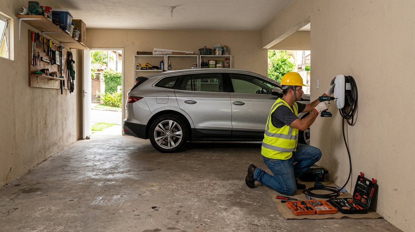 Instalacao de carregador de carro eletrico residencial em Londrina‑PR