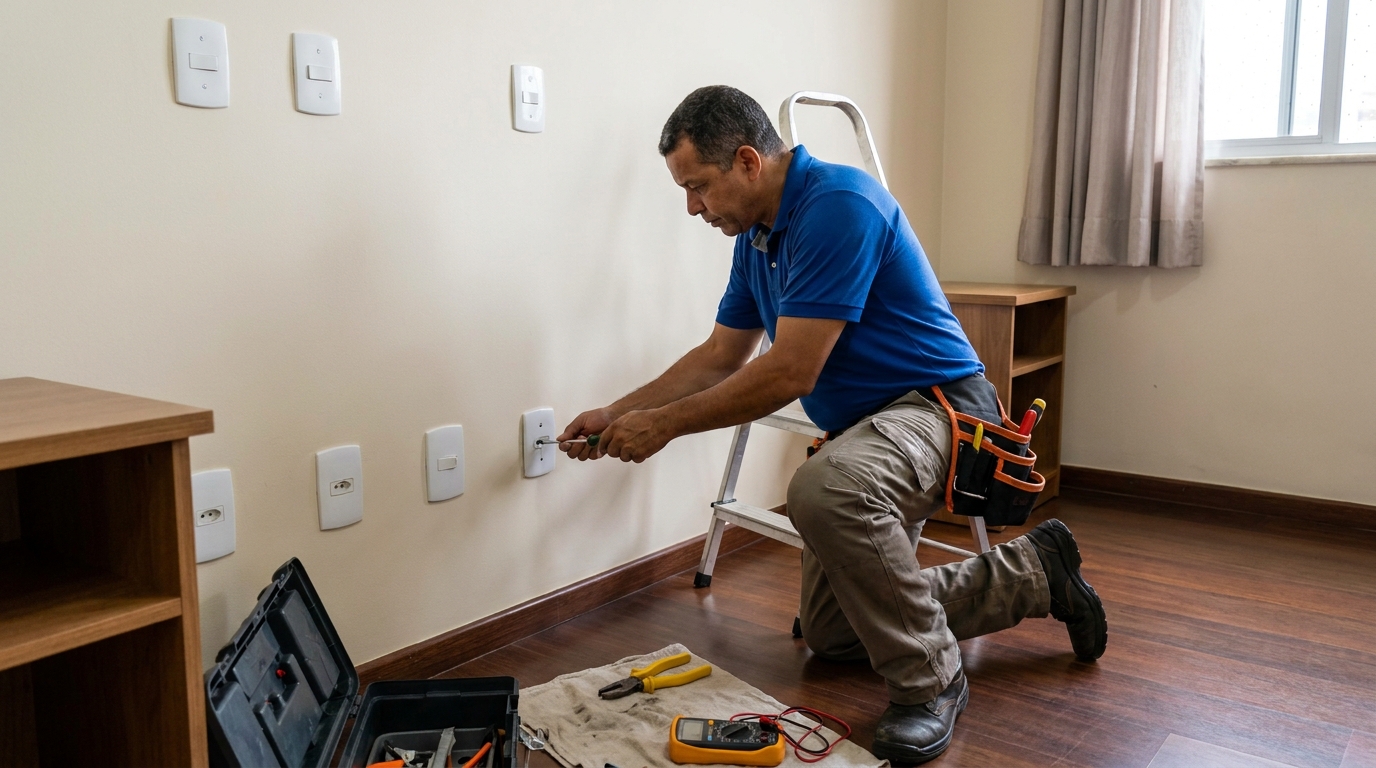 Instalacao de tomada e interruptor residencial em Londrina‑PR