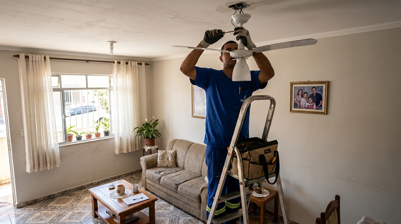 Instalacao de ventilador de teto residencial em Londrina‑PR