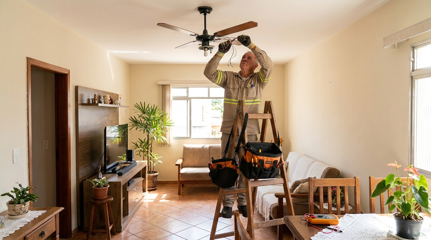 Montagem de ventilador de teto em Londrina‑PR